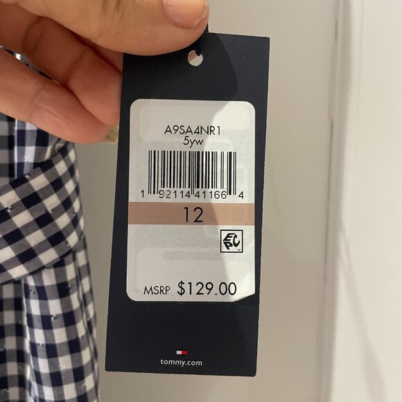 Tommy Hilfiger Women's Gingham-Print Belted Woven Dress Size 12 100% cotton NWT - Picture 10 of 10